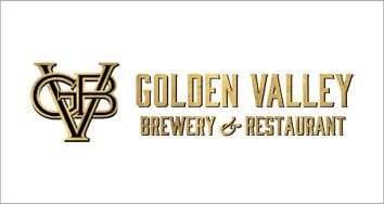 A logo of golden valley brewery and restaurant.